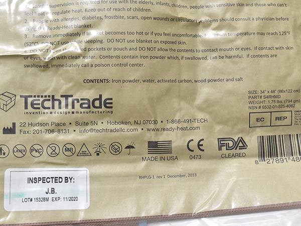 米軍実物 Ready Heat 4 Panel Heated Blanket エマージェンシー ブランケット メディカル 陸軍 ミリタリー琉球