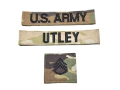 米軍実物 ARMY 陸軍 ネームタグ ネームテープ 階級章 OCP/マルチカム 3点セット