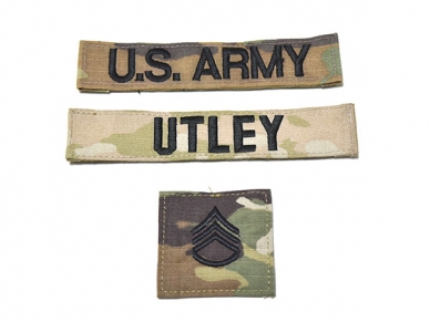 米軍実物 ARMY 陸軍 ネームタグ ネームテープ 階級章 OCP/マルチカム 3点セット